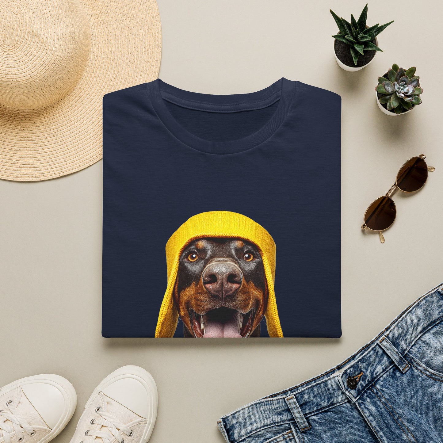 Doberman 3 Portrait T‑Shirt