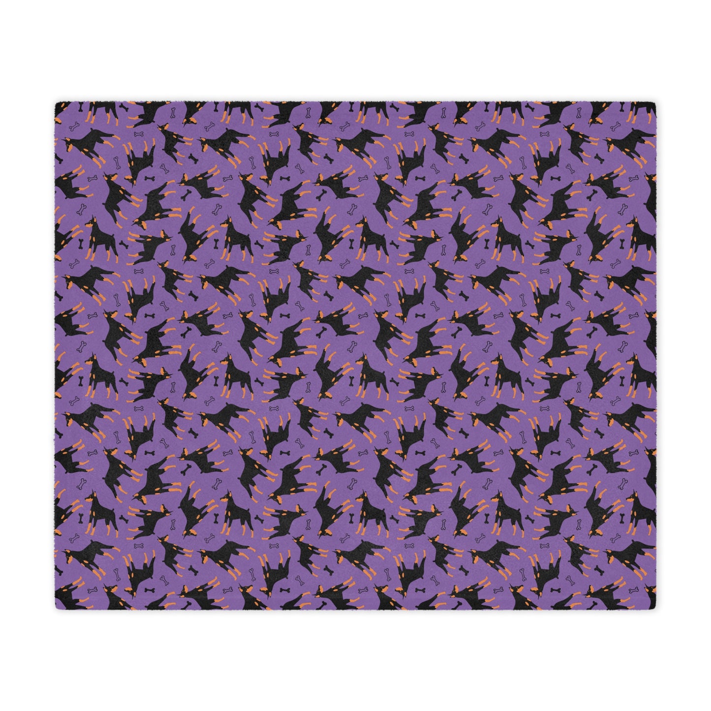 Purple AOP Dobie 1 Minky Blanket, Soft Throw Blanket, Warm Plush Blanket