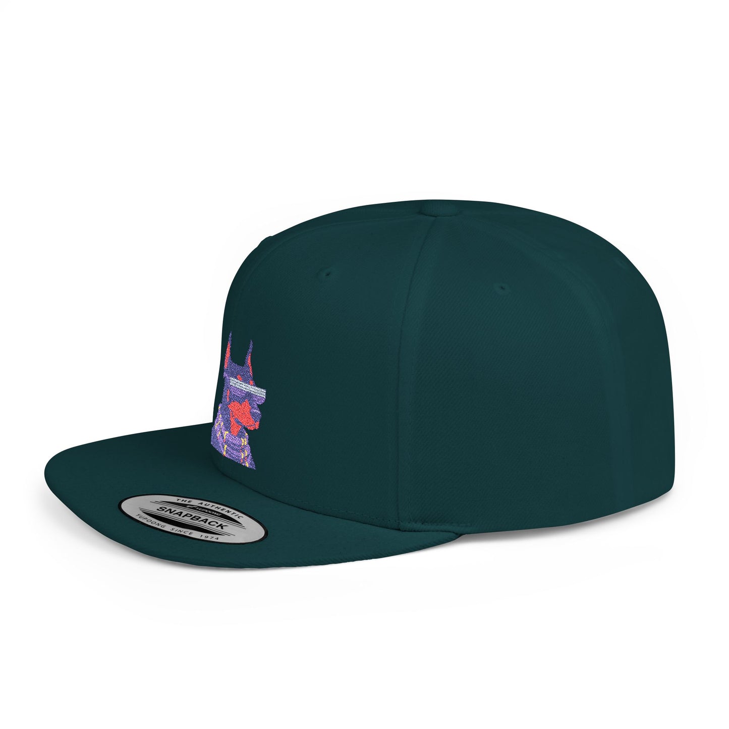 Doberman 2 Embroidered Flat Bill Snapback