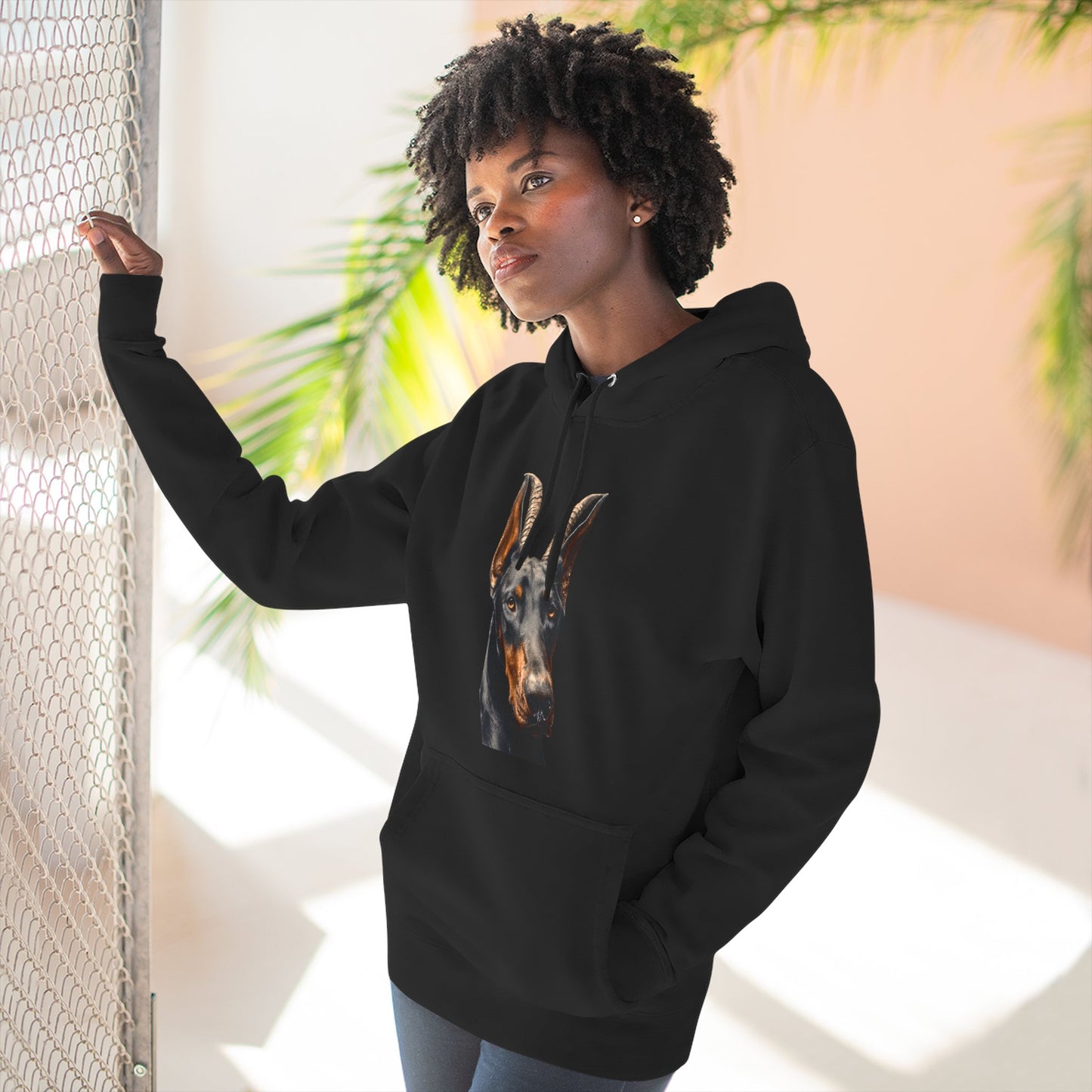 Doberman Goat 2 Fleece Hoodie