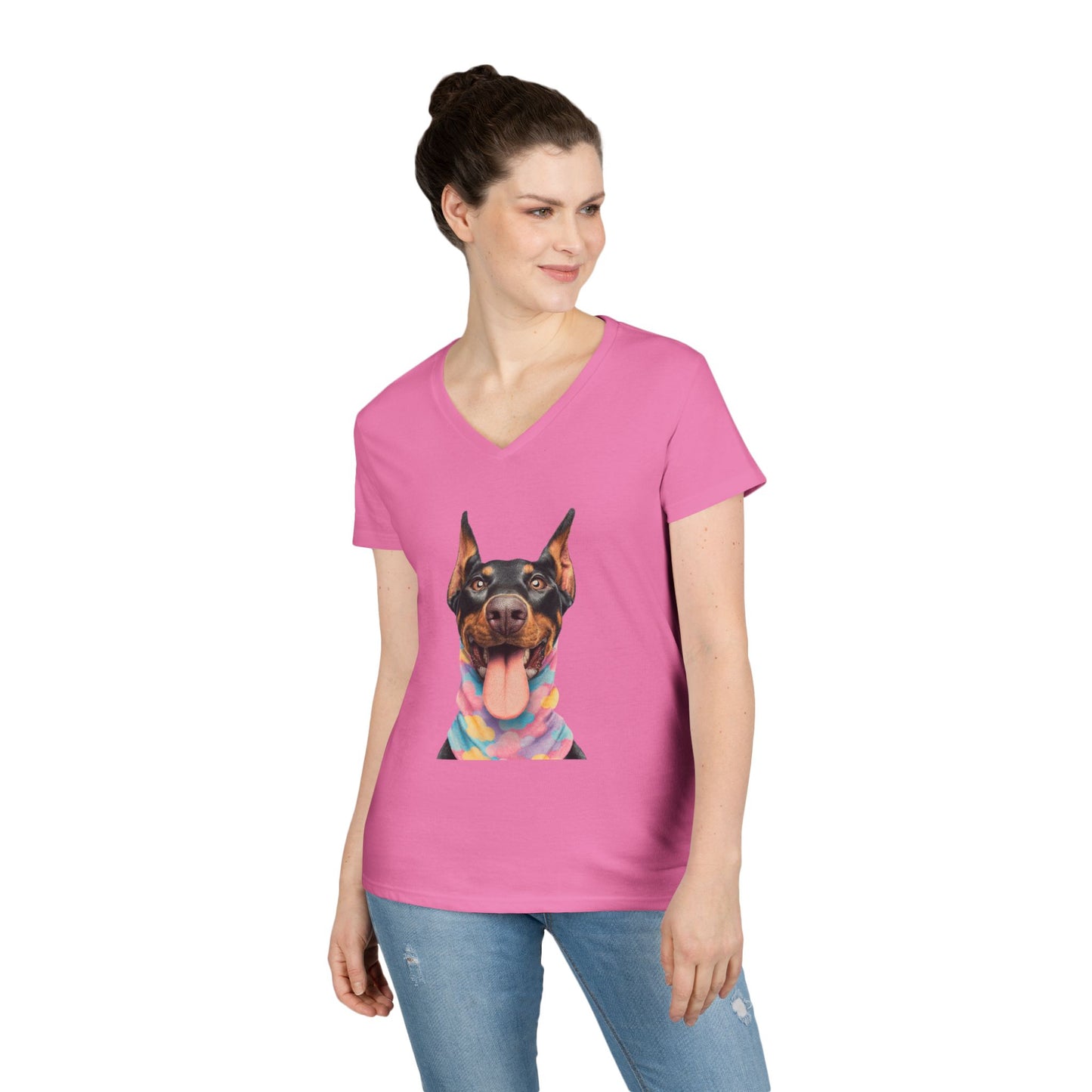 Doberman 1 V-Neck Tee Shirt for Women