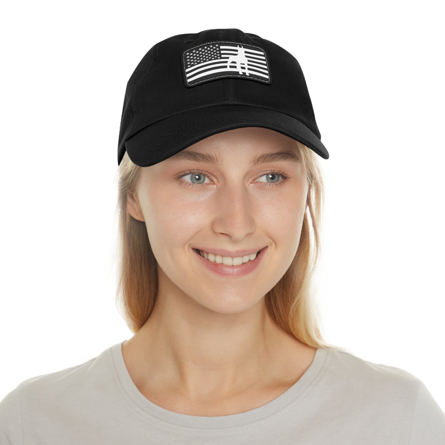 Doberman Protect 1 Dad Hat with Leather Patch (Rectangle)