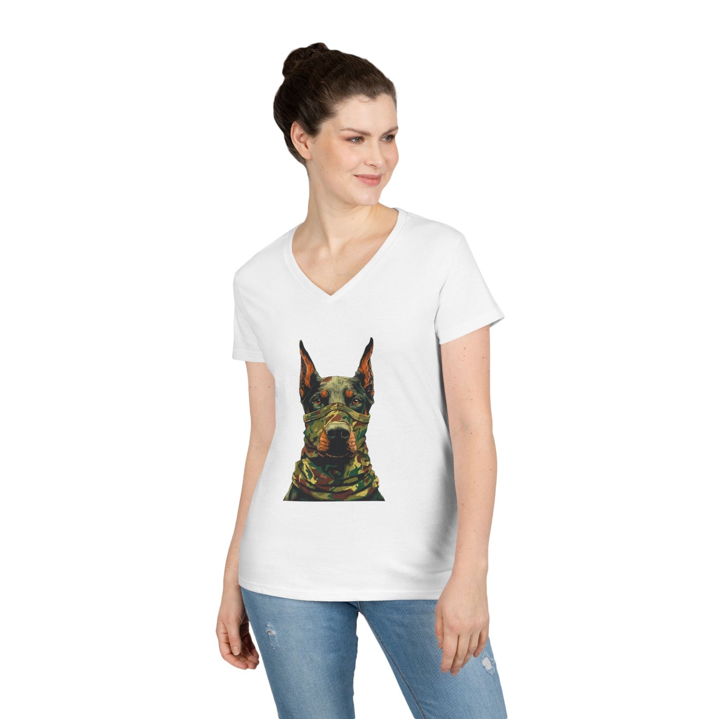 Doberman 4 V-Neck Tee Shirt for Women