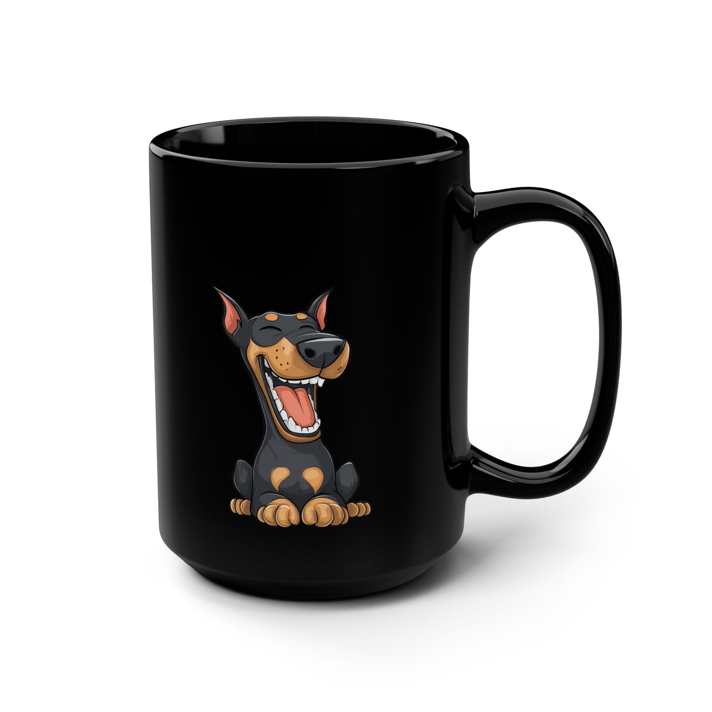 Cartoon Doberman 3 Black 15oz Coffee Mug