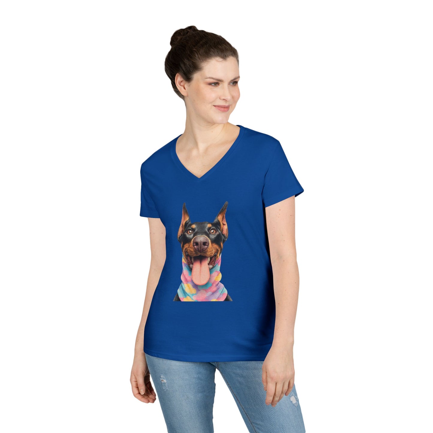 Doberman 1 V-Neck Tee Shirt for Women