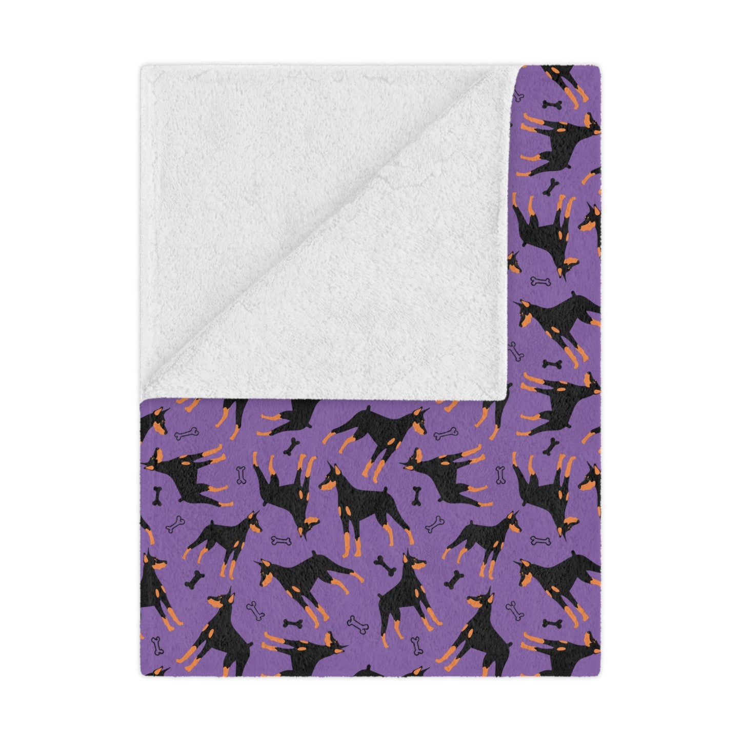 Purple AOP Dobie 1 Minky Blanket, Soft Throw Blanket, Warm Plush Blanket