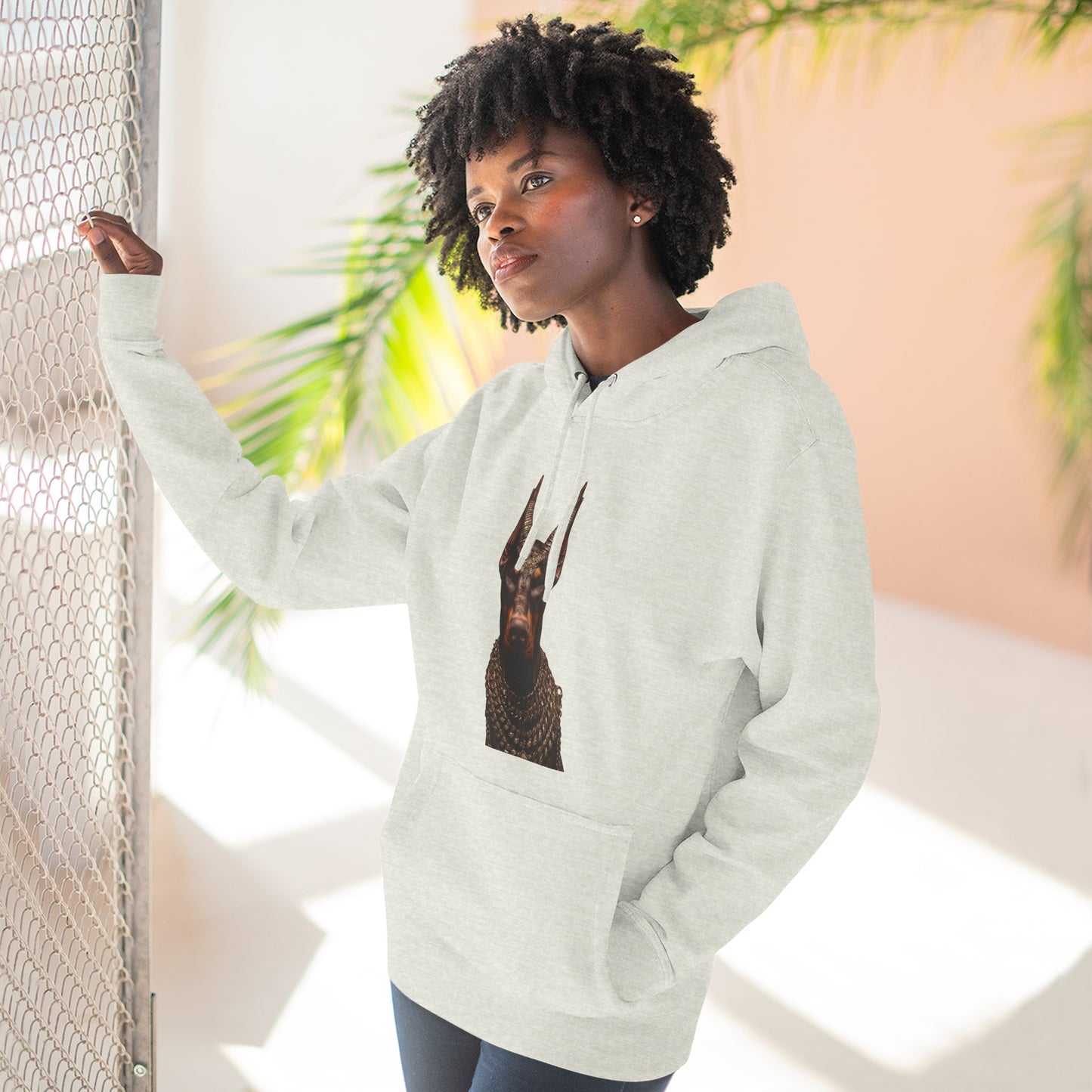 Doberman Goat 4 Fleece Hoodie