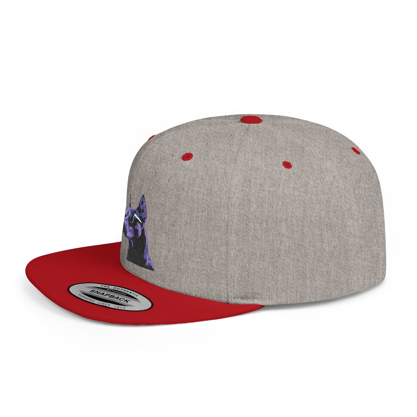 Doberman 4 Embroidered Flat Bill Snapback