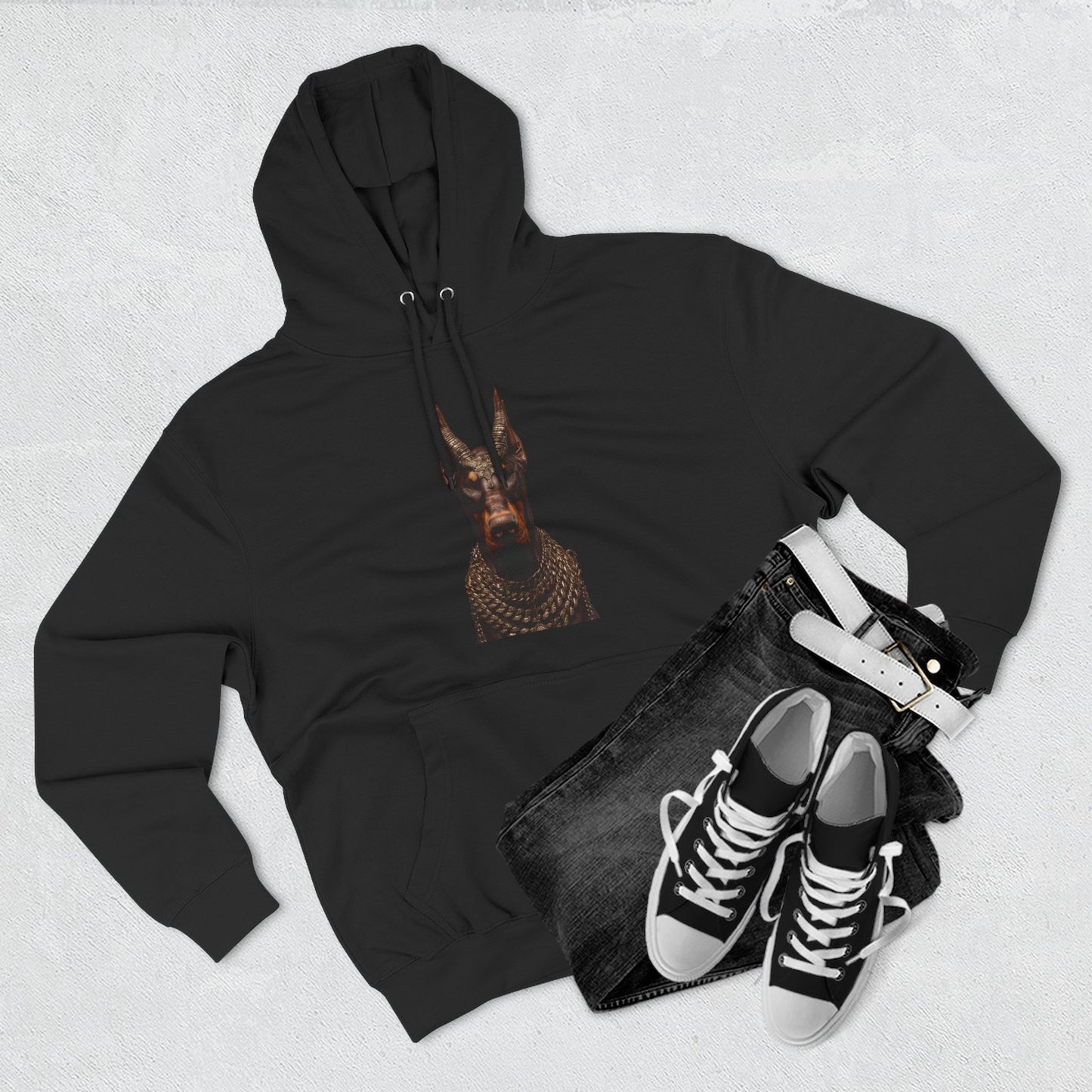 Doberman Goat 4 Fleece Hoodie