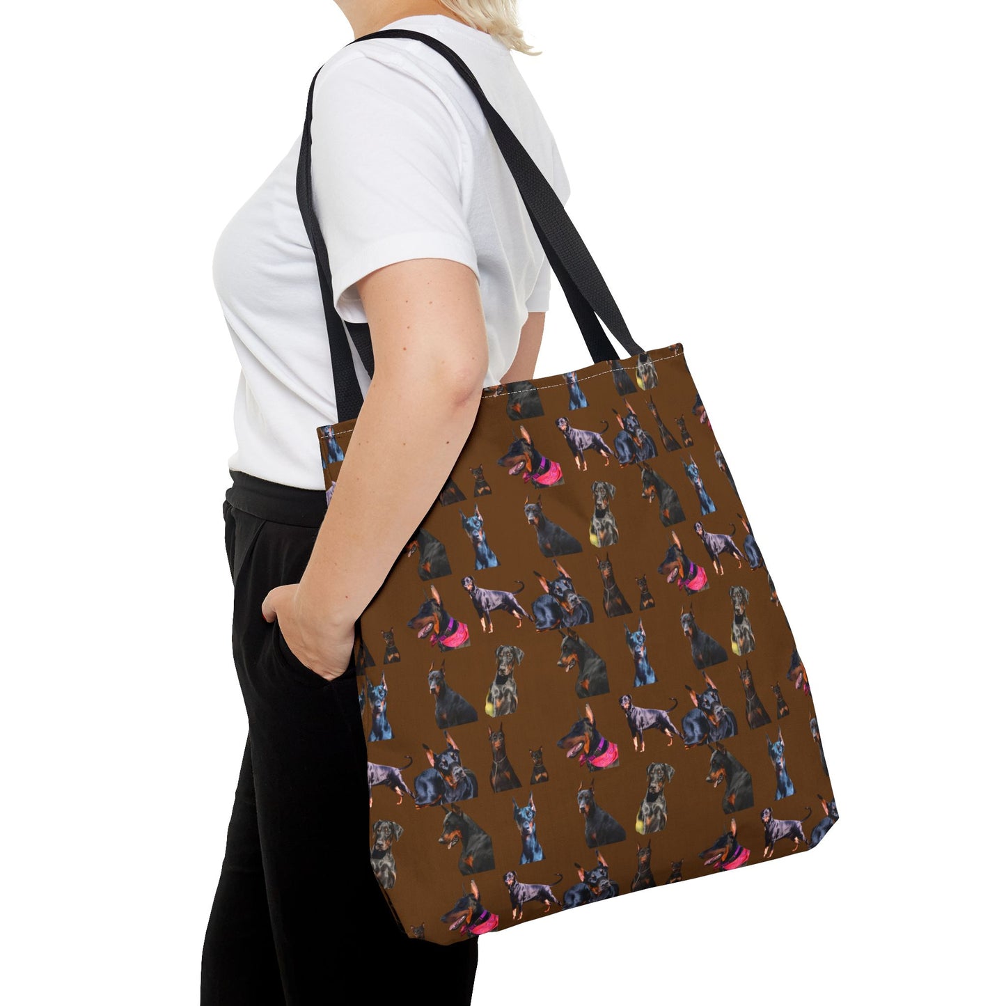 Edition 7 Doberman Model Pattern Brown Tote Bag