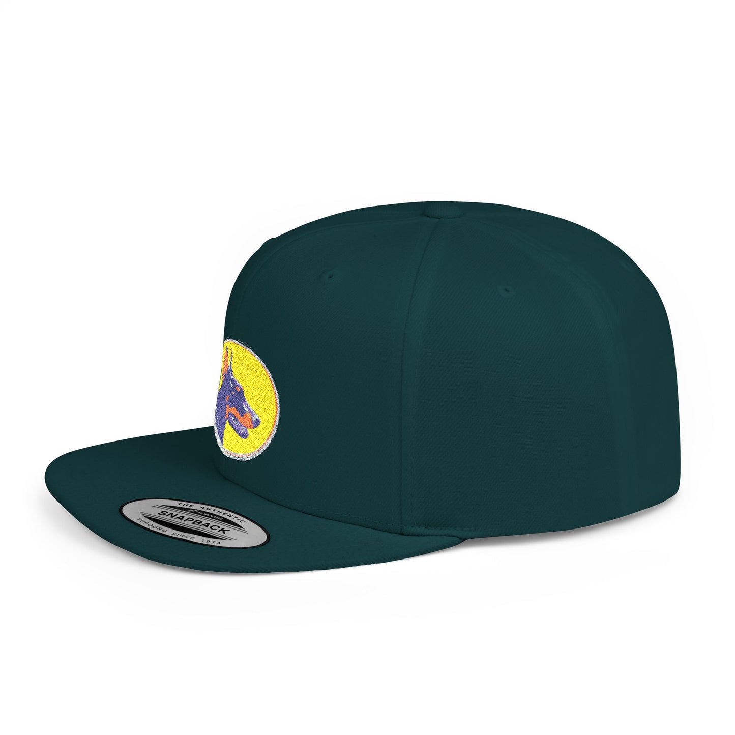 Doberman 3 Embroidered Flat Bill Snapback