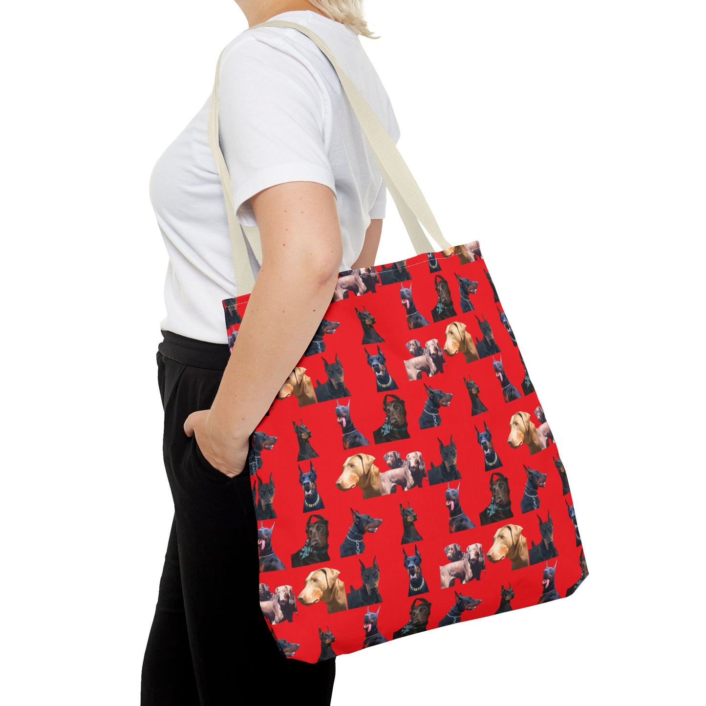 Edition 8 Doberman Model Pattern Red Tote Bag
