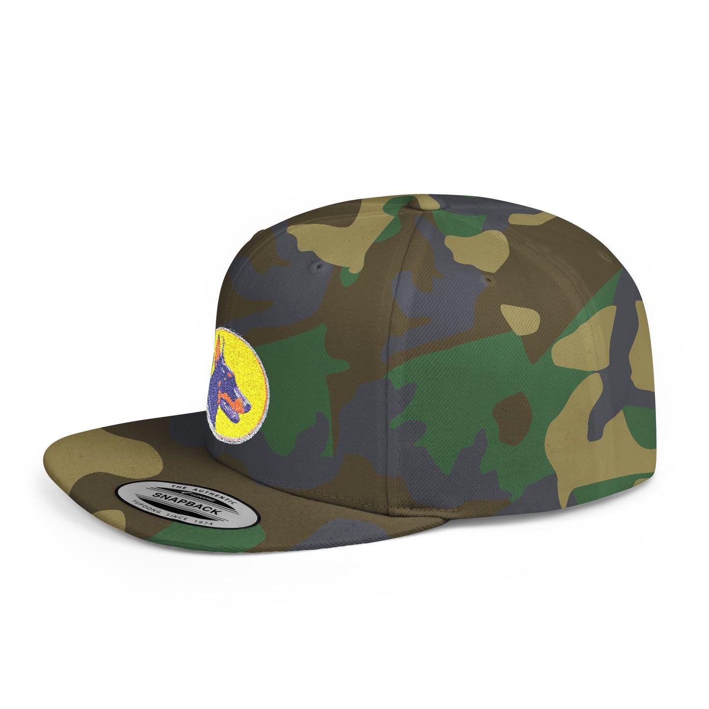 Doberman 3 Embroidered Flat Bill Snapback