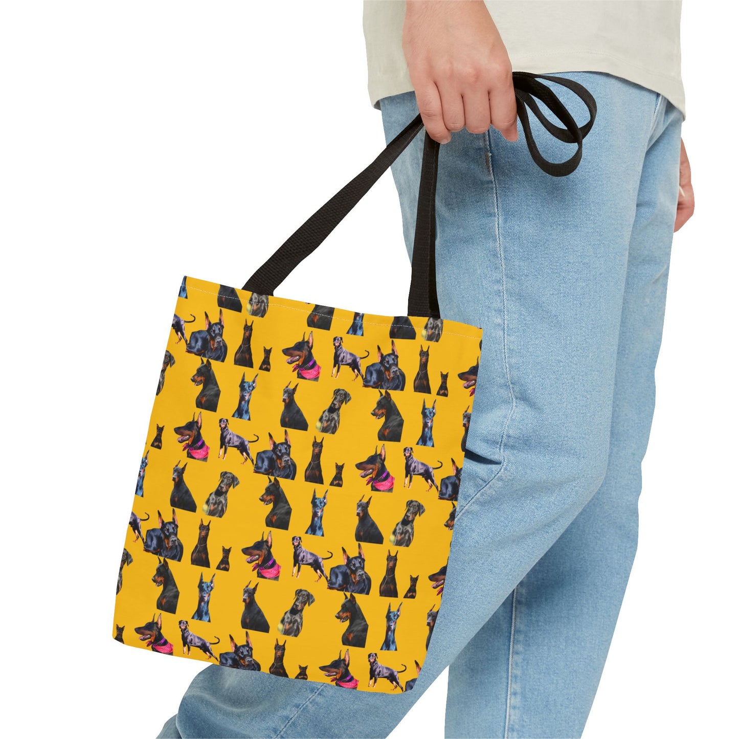 Edition 7 Doberman Model Pattern Yellow Tote Bag
