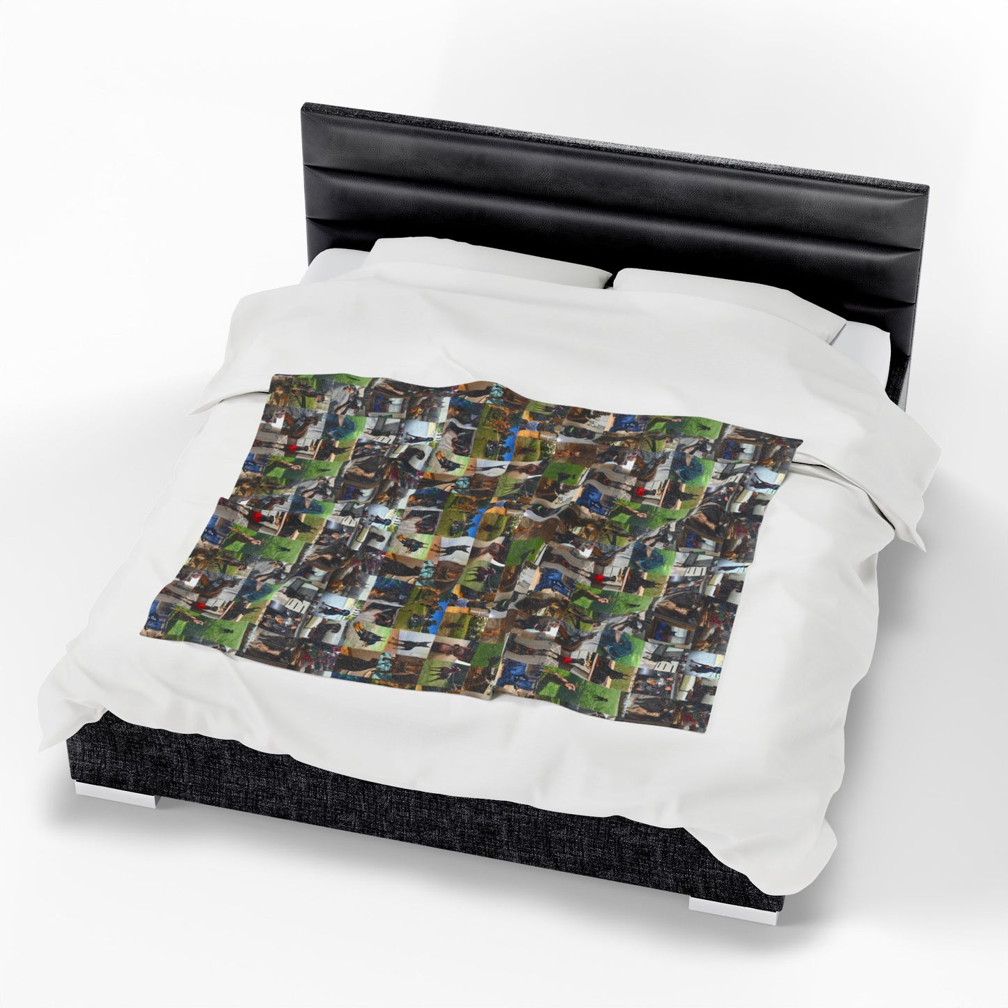 Custom Doberman Photo Collage Velveteen Plush Blanket — Memory Throw