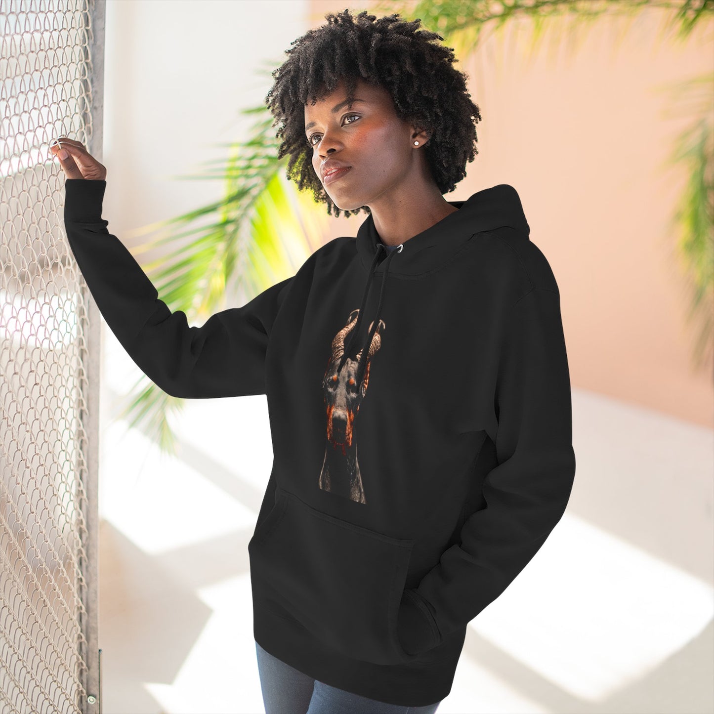 Doberman Goat 1 Fleece Hoodie
