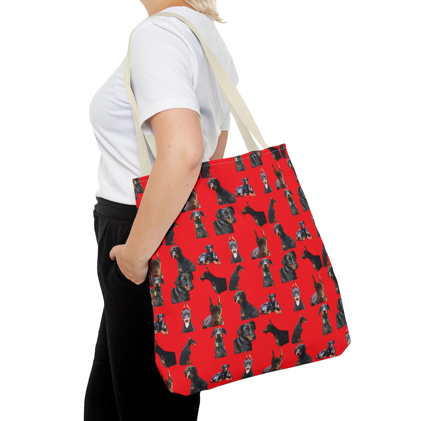 Edition 6 Doberman Model Pattern Red Tote Bag