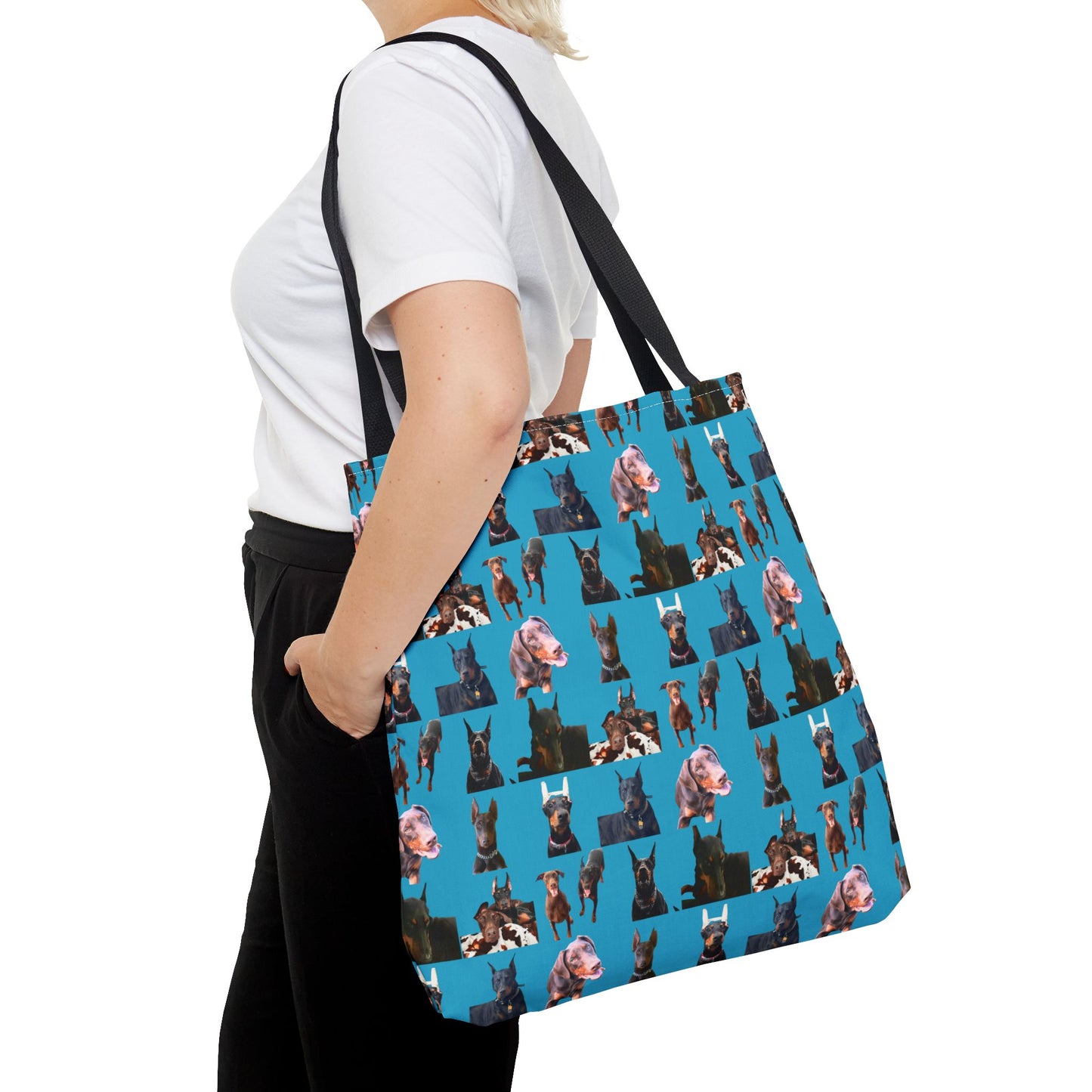 Edition 10 Doberman Model Pattern Turquoise Tote Bag