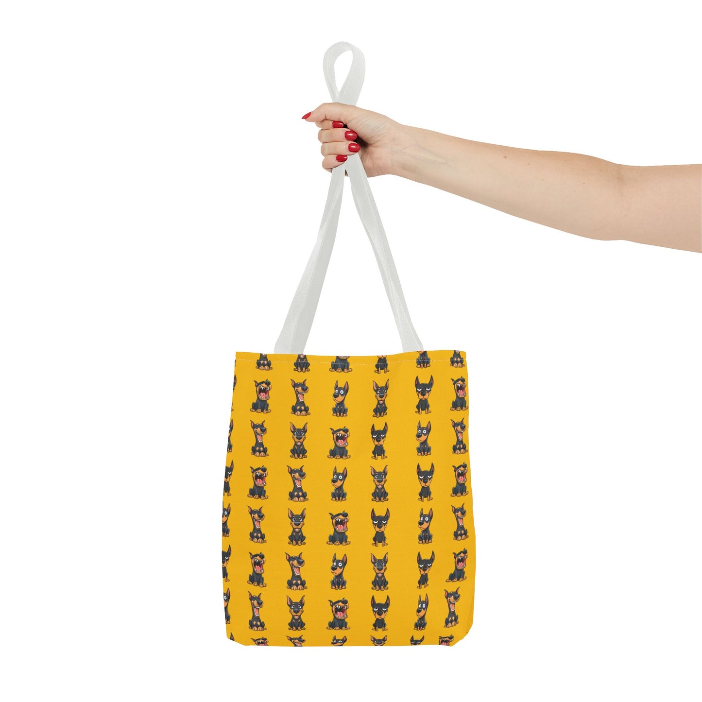 Doberman Cartoon Pattern Yellow Tote Bag