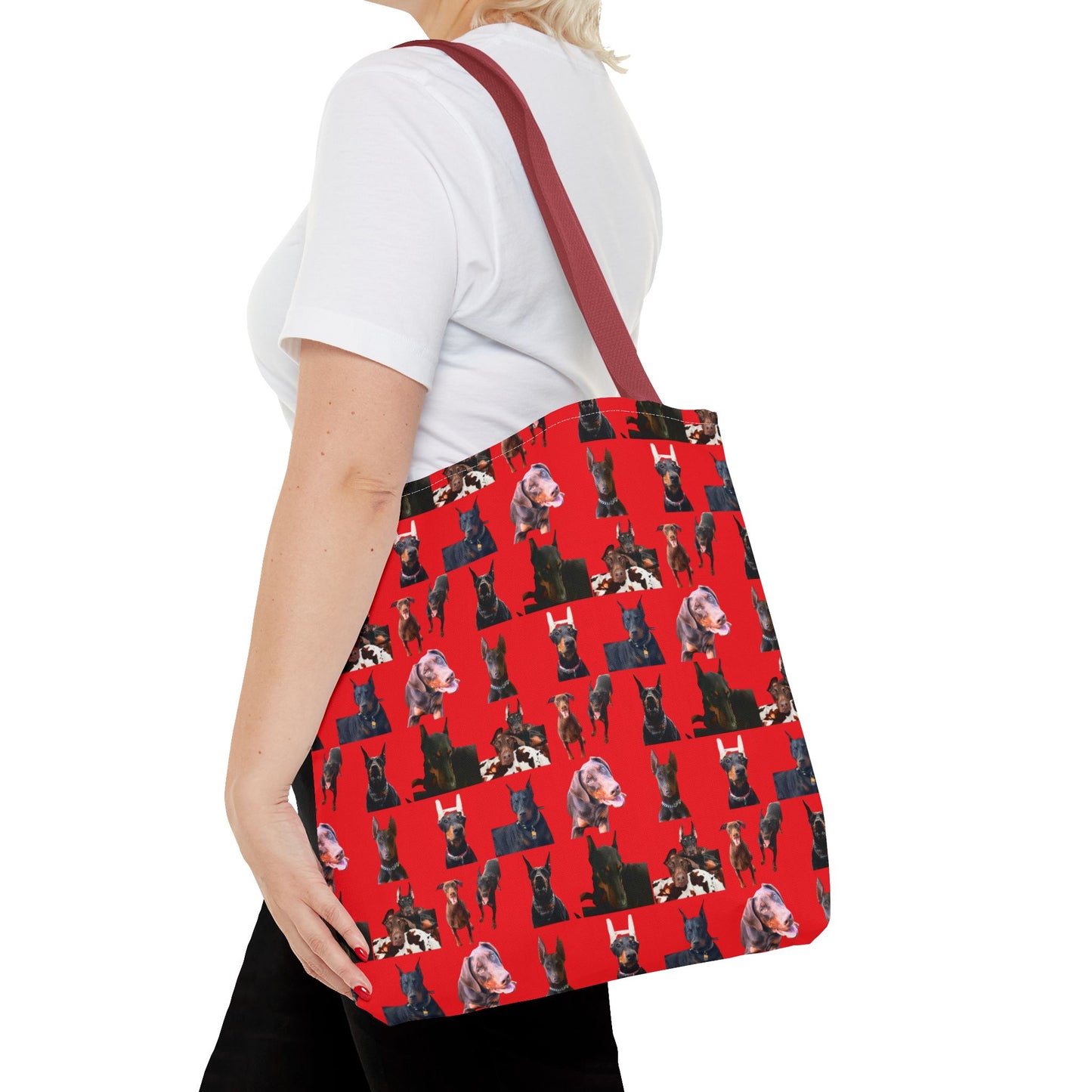 Edition 10 Doberman Model Pattern Red Tote Bag
