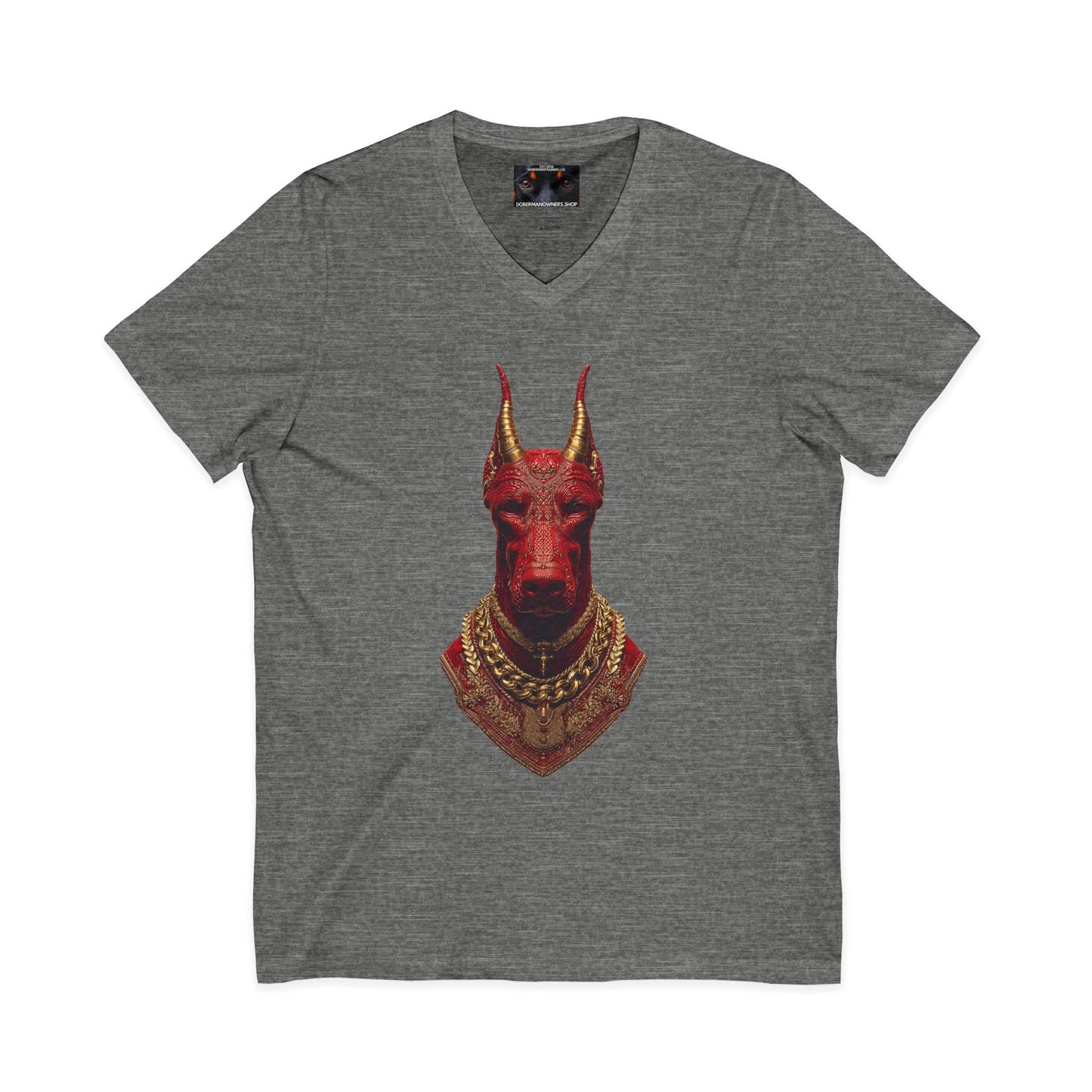 Doberman Goat 3 Private Label Unisex Jersey Short Sleeve V-Neck Tee