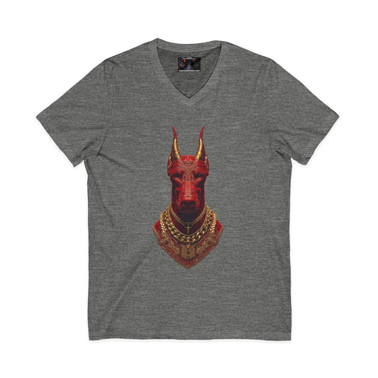 Doberman Goat 3 Private Label Unisex Jersey Short Sleeve V-Neck Tee