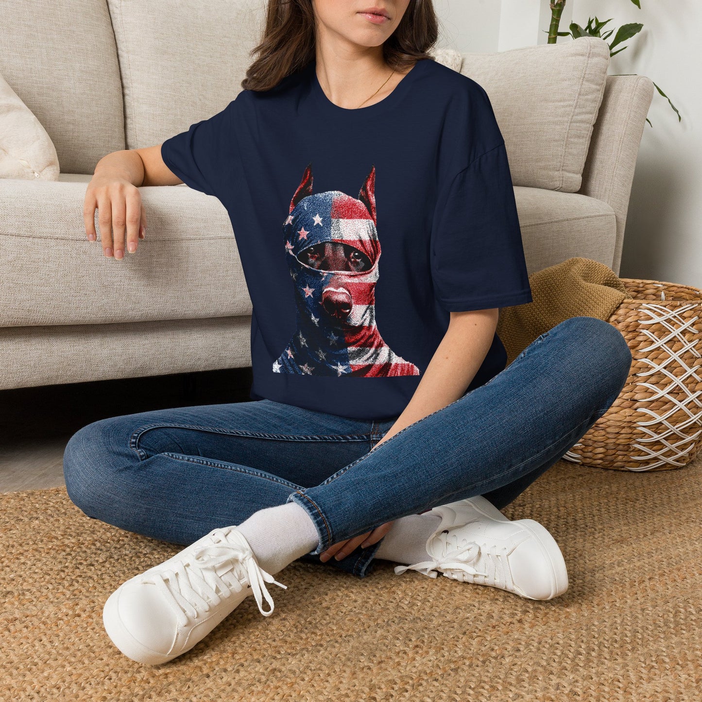Doberman 2 Portrait T‑Shirt
