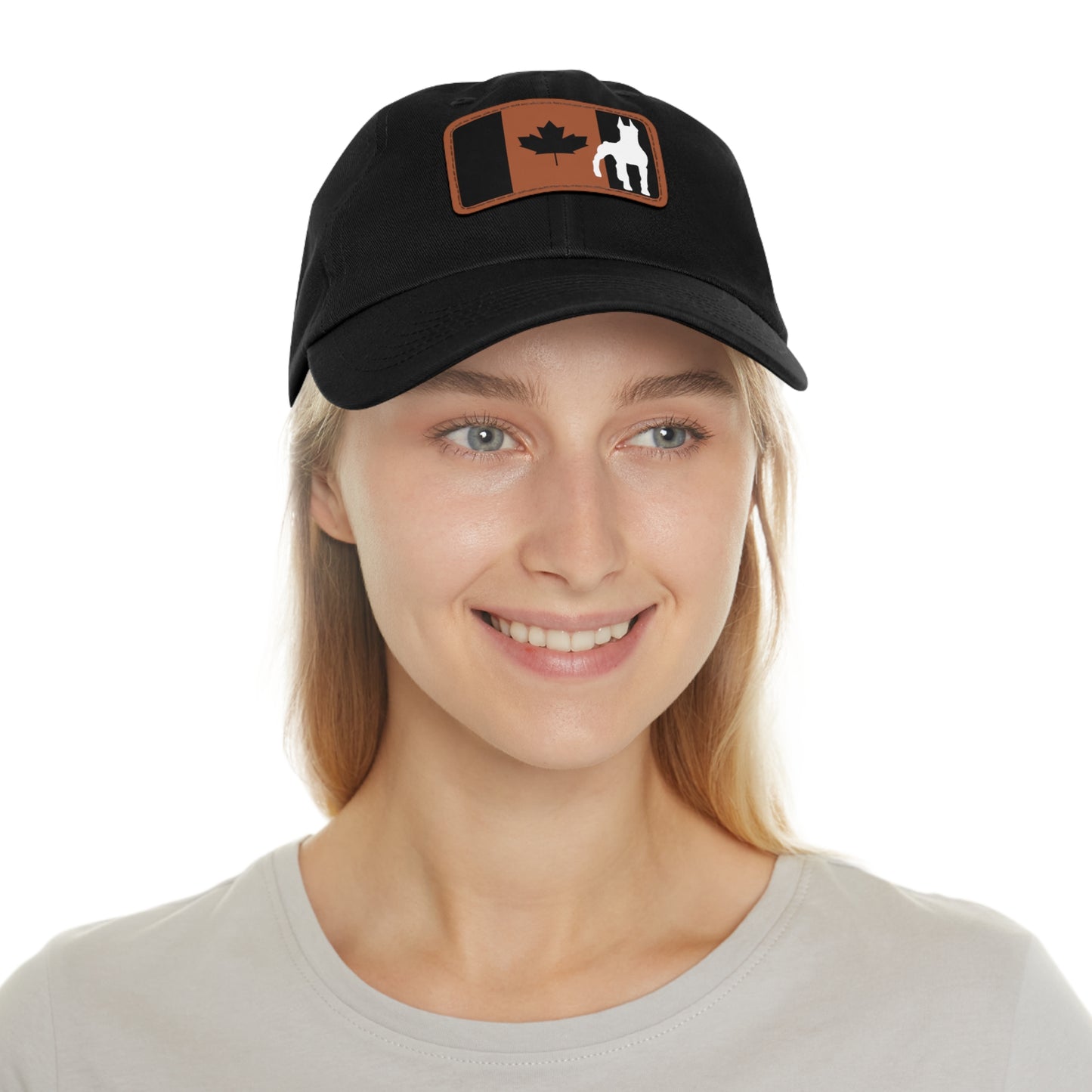 Doberman Protect Canada 1 Dad Hat with Leather Patch (Rectangle)