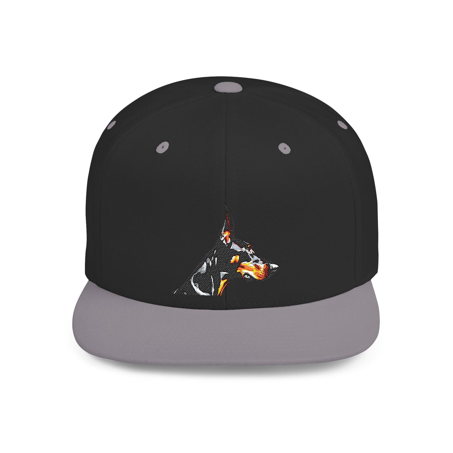 Doberman 5 Embroidered Flat Bill Snapback