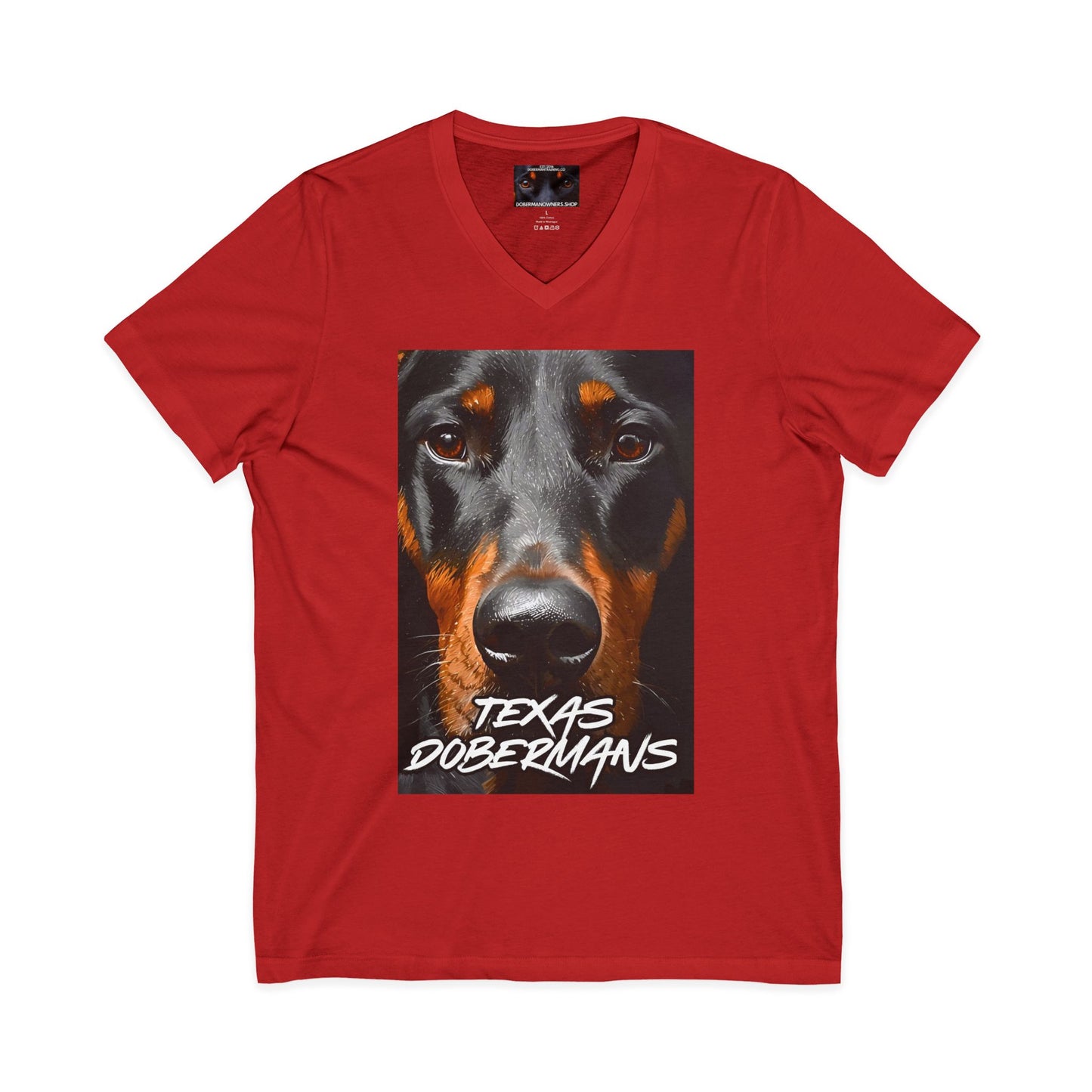 Doberman Texas 1 Private Label Unisex Jersey Short Sleeve V-Neck Tee