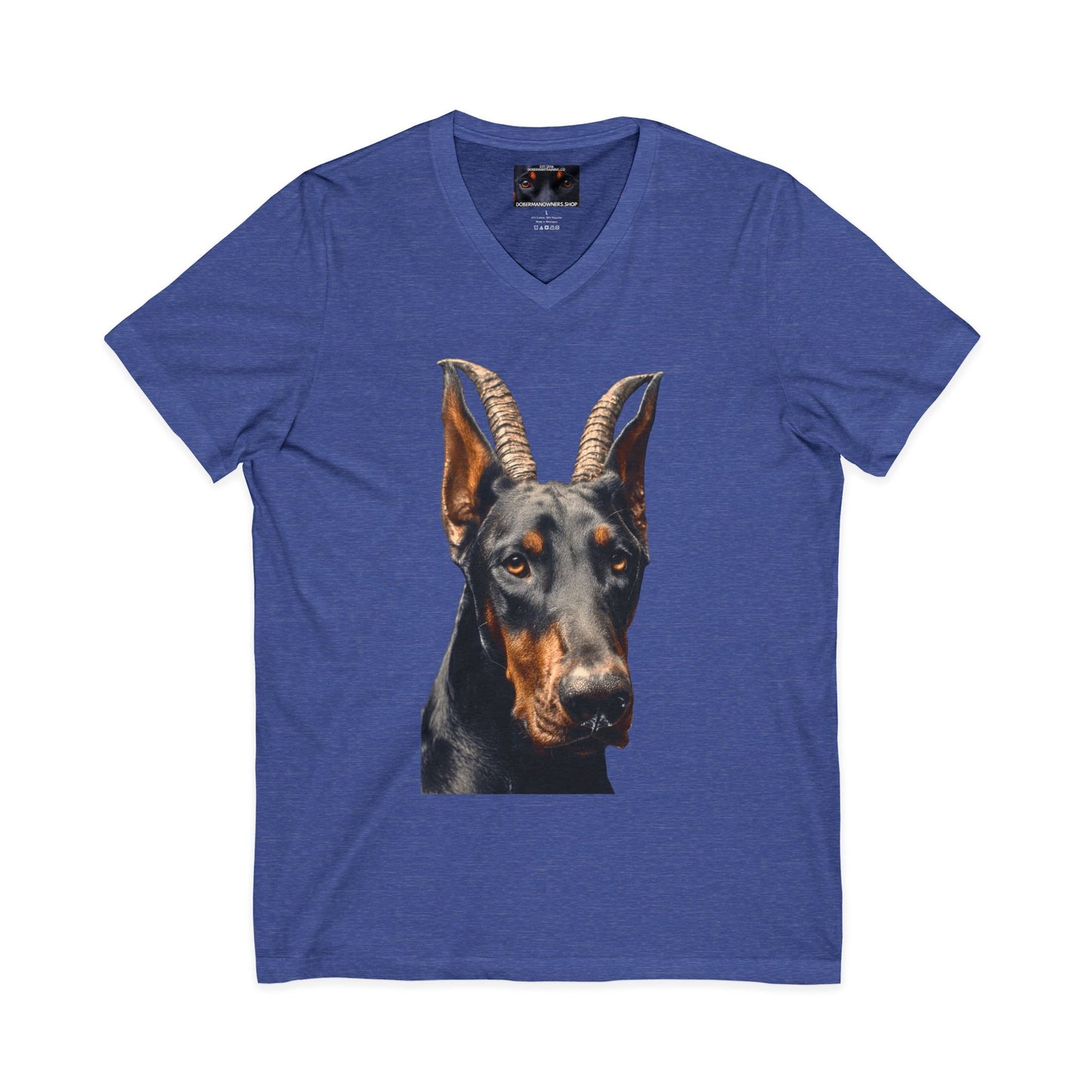 Doberman Goat 2 Private Label Unisex Jersey Short Sleeve V-Neck Tee
