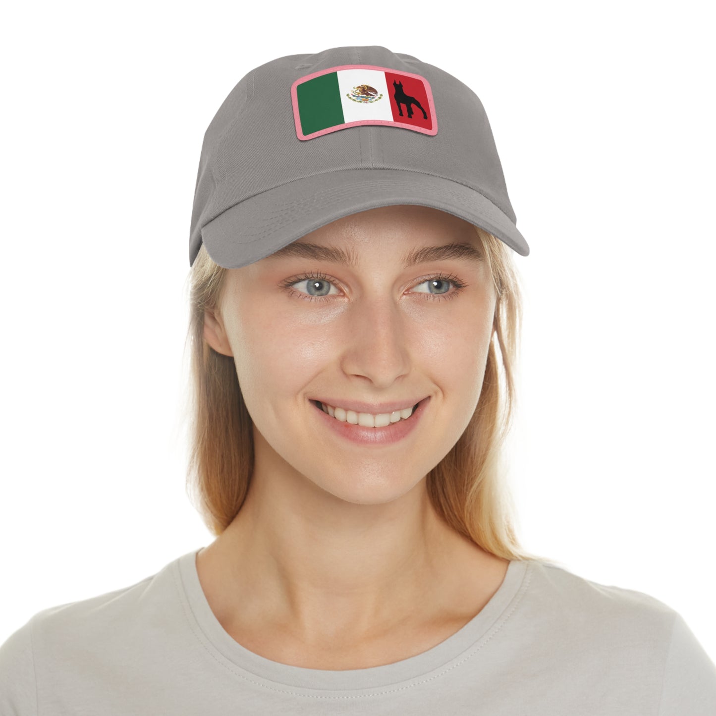 Doberman Mexico Protect 1 Dad Hat with Leather Patch (Rectangle)