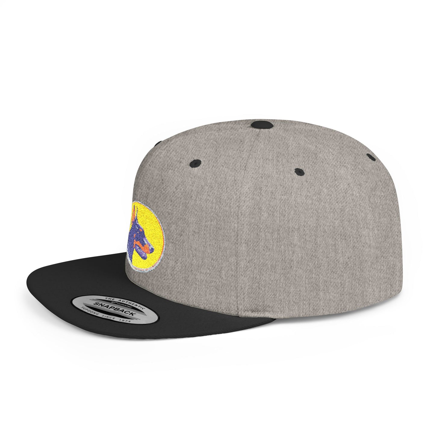 Doberman 3 Embroidered Flat Bill Snapback