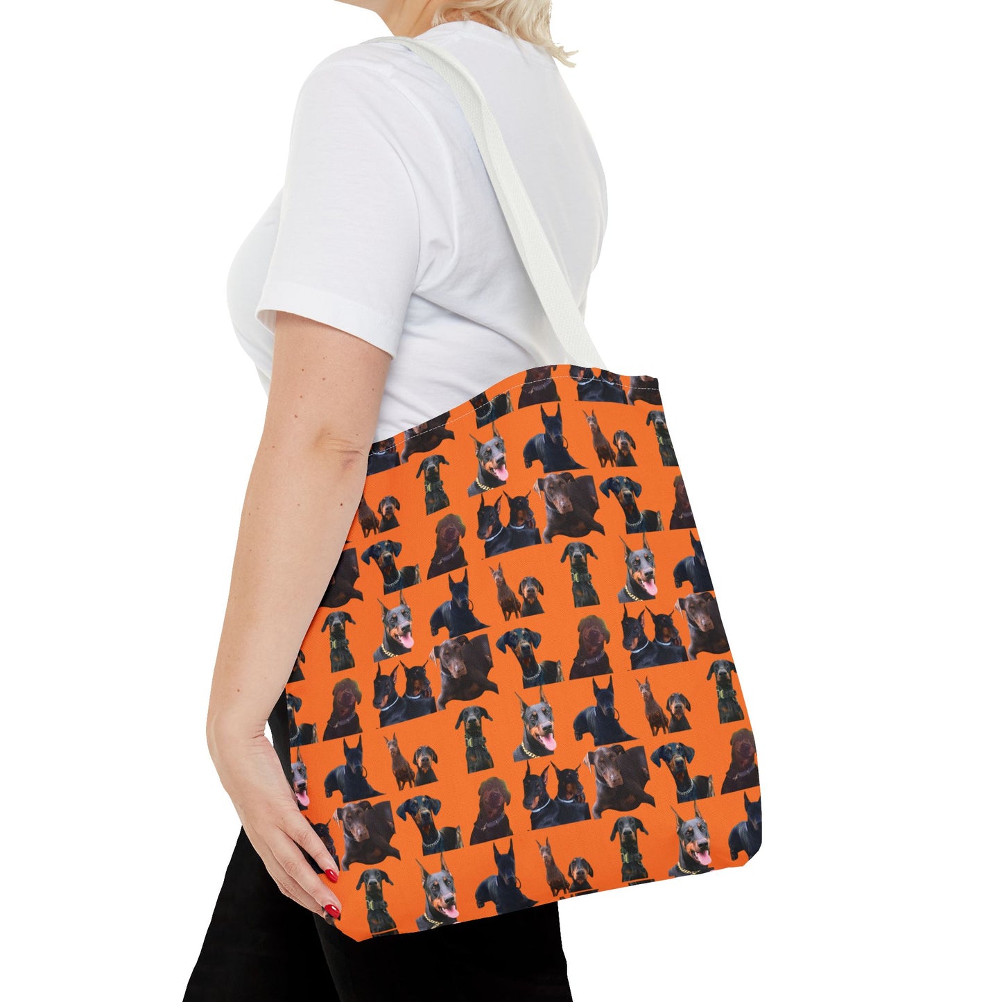 Edition 5 Doberman Model Pattern Orange Tote Bag