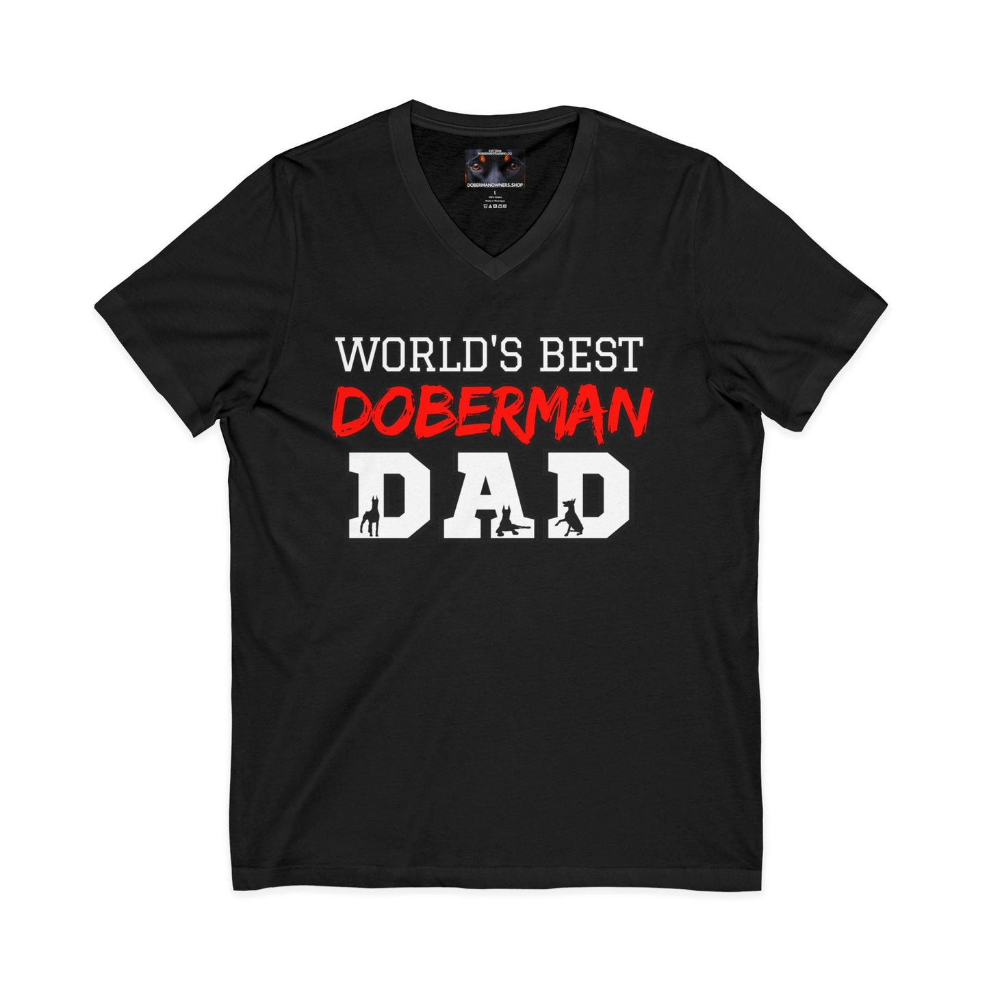 Doberman Dad S1 Private Label Unisex Jersey Short Sleeve V-Neck Tee