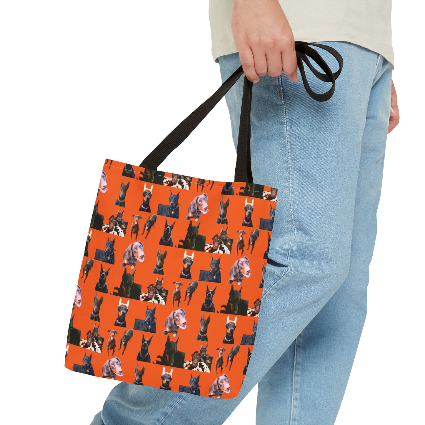 Edition 10 Doberman Model Pattern Orange Tote Bag