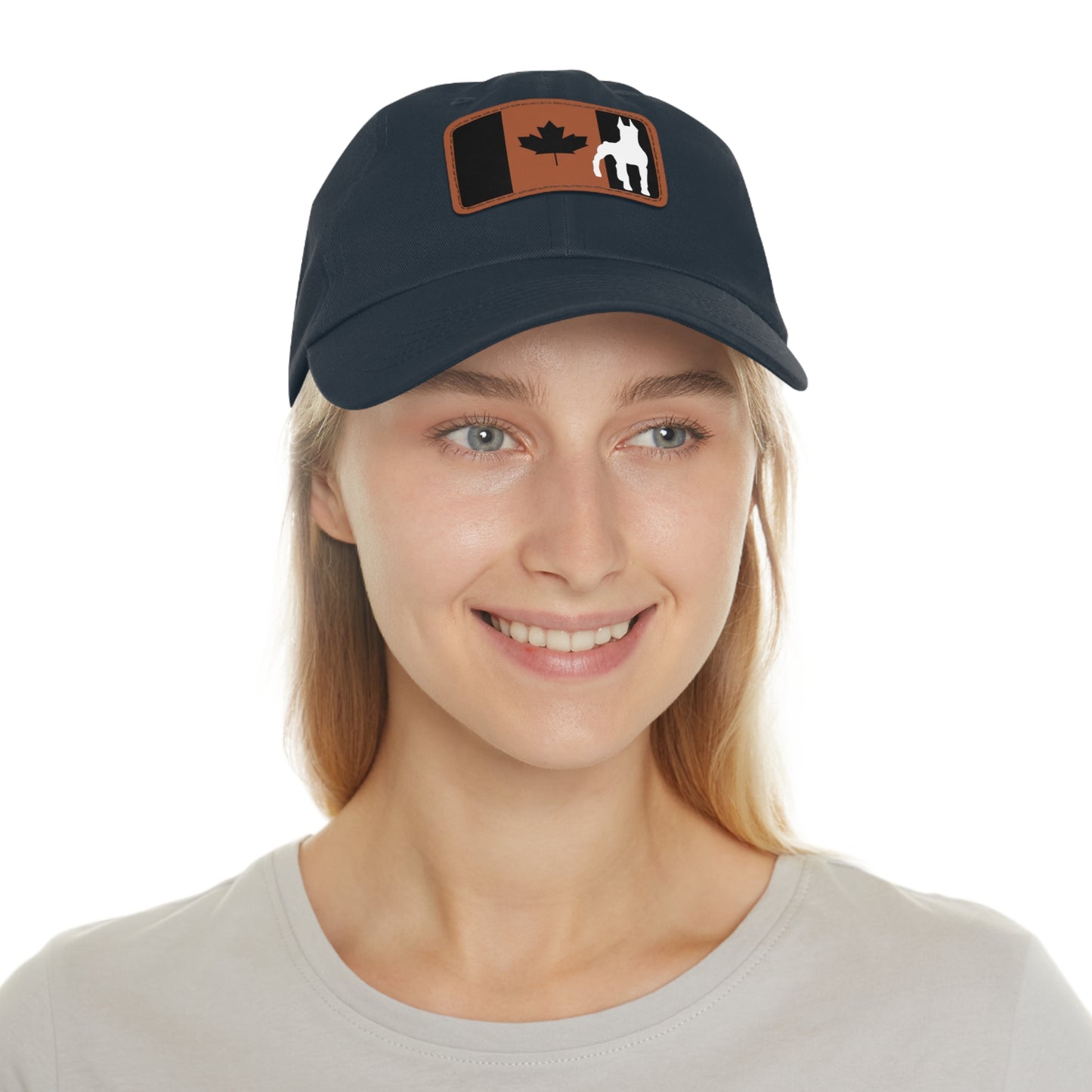Doberman Protect Canada 1 Dad Hat with Leather Patch (Rectangle)