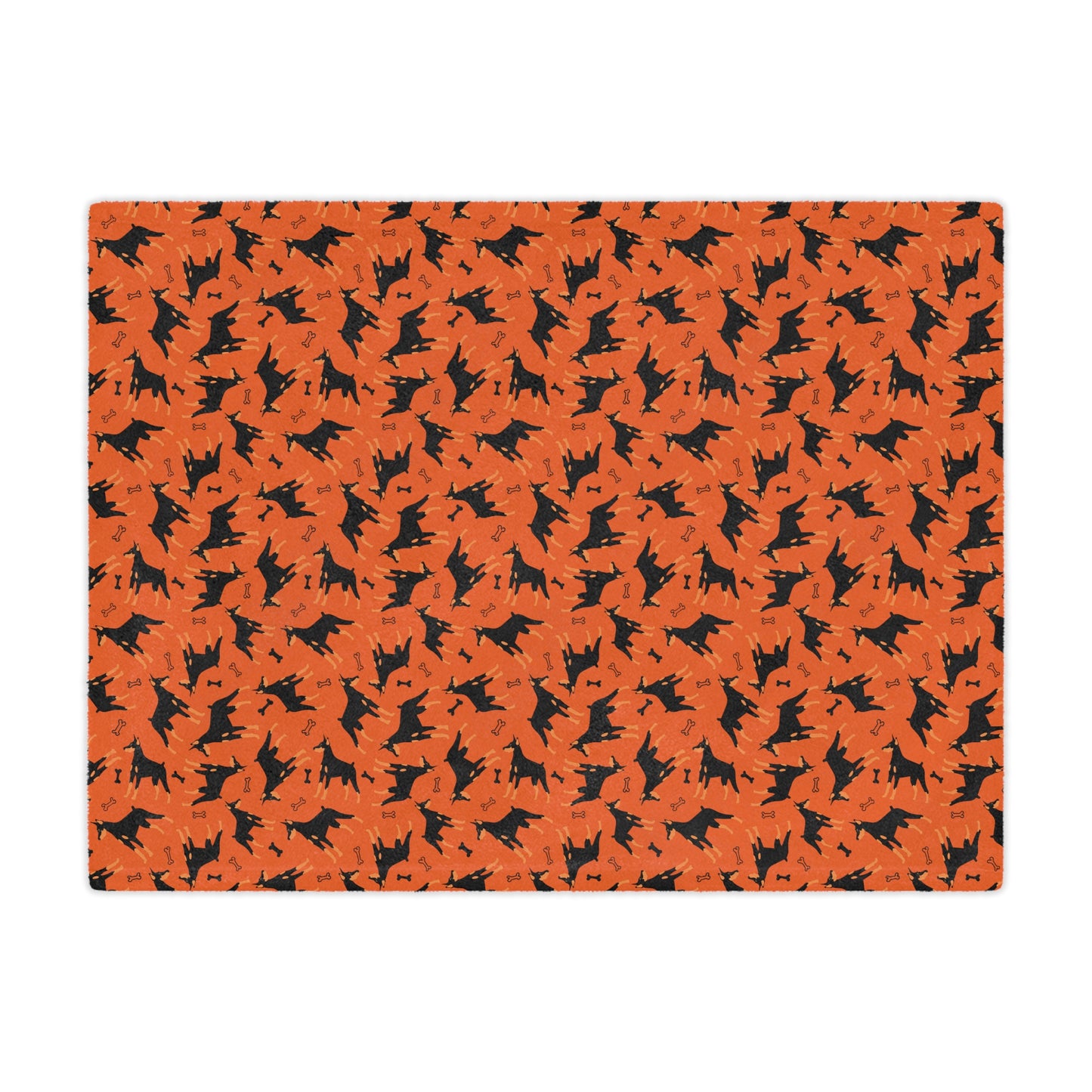 Orange AOP Dobie 1 Minky Blanket, Soft Throw Blanket, Warm Plush Blanket