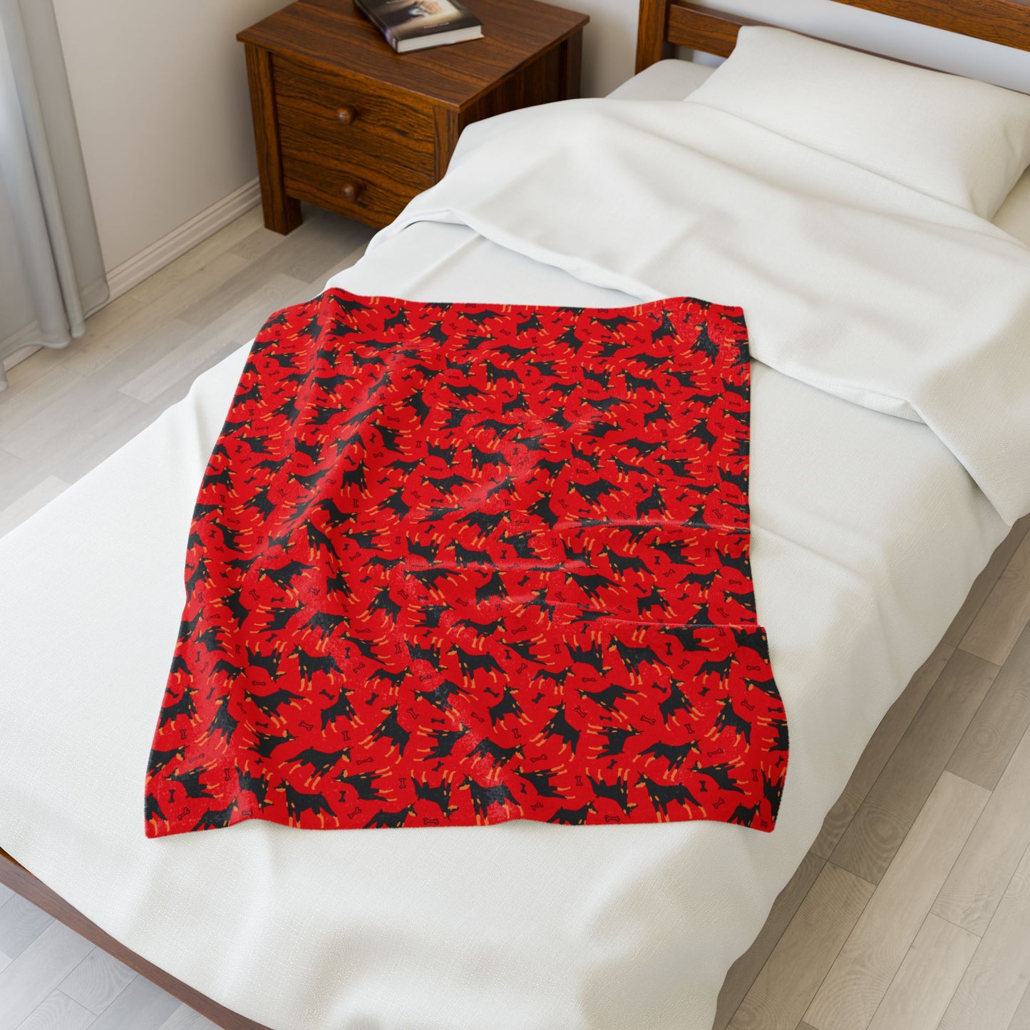 Red AOP Velveteen Plush Blanket