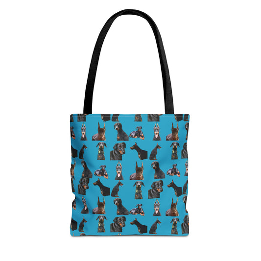 Edition 6 Doberman Model Pattern Turquoise Tote Bag