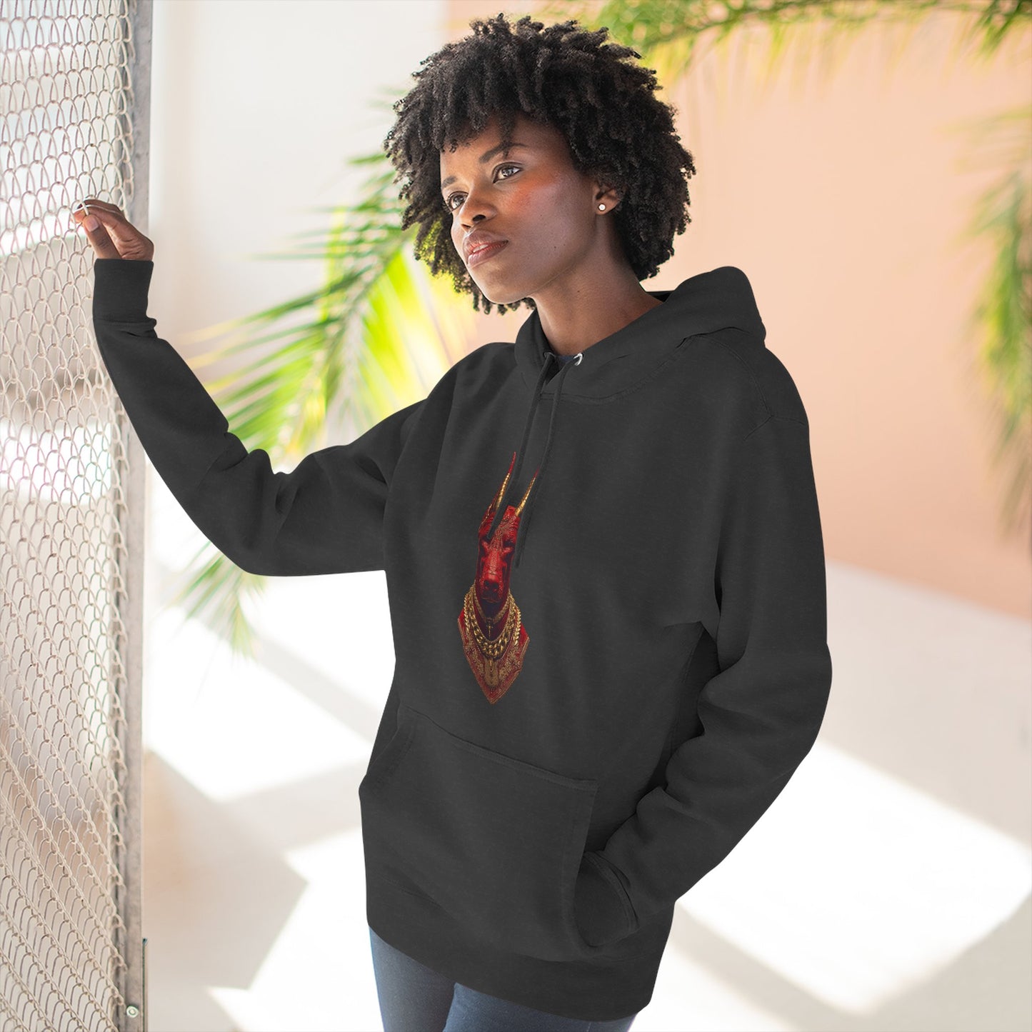 Doberman Goat 3 Fleece Hoodie
