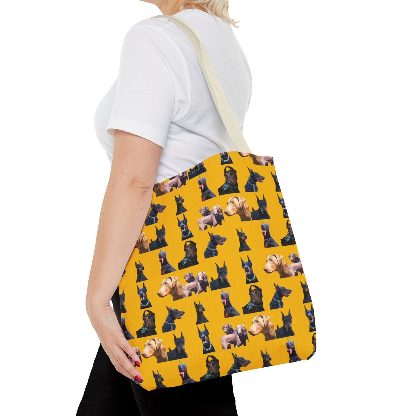 Edition 8 Doberman Model Pattern Yellow Tote Bag