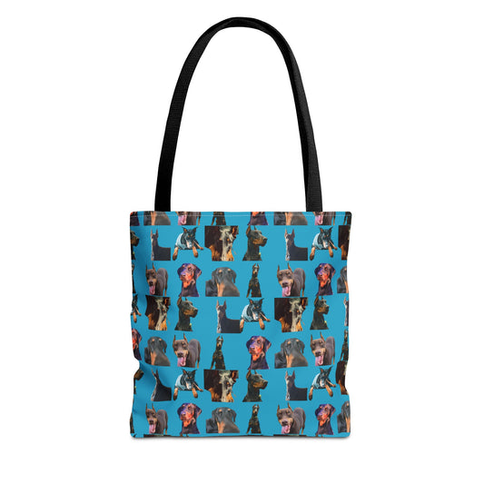 Edition 3 Doberman Model Pattern Turquoise Tote Bag