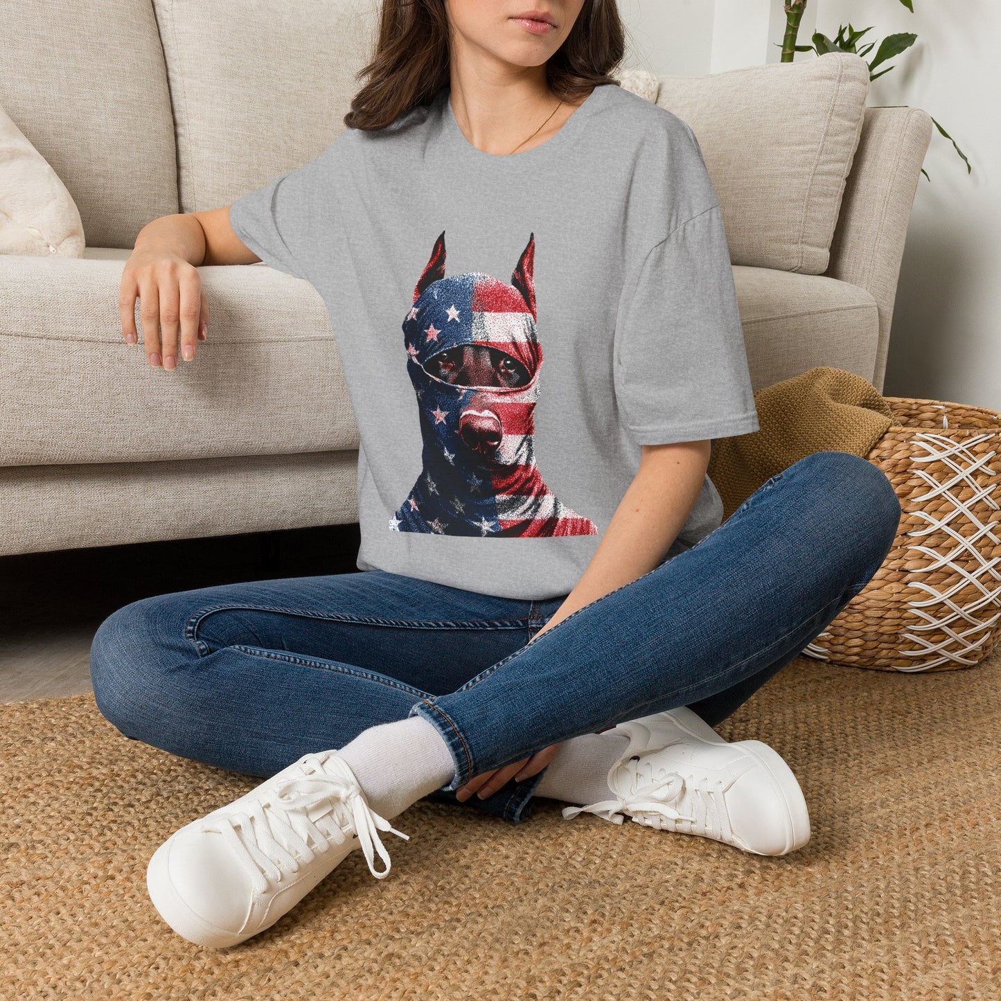 Doberman 2 Portrait T‑Shirt