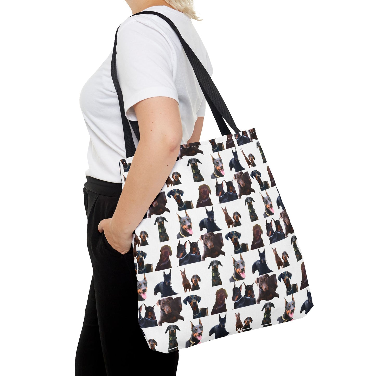 Edition 5 Doberman Model Pattern White Tote Bag