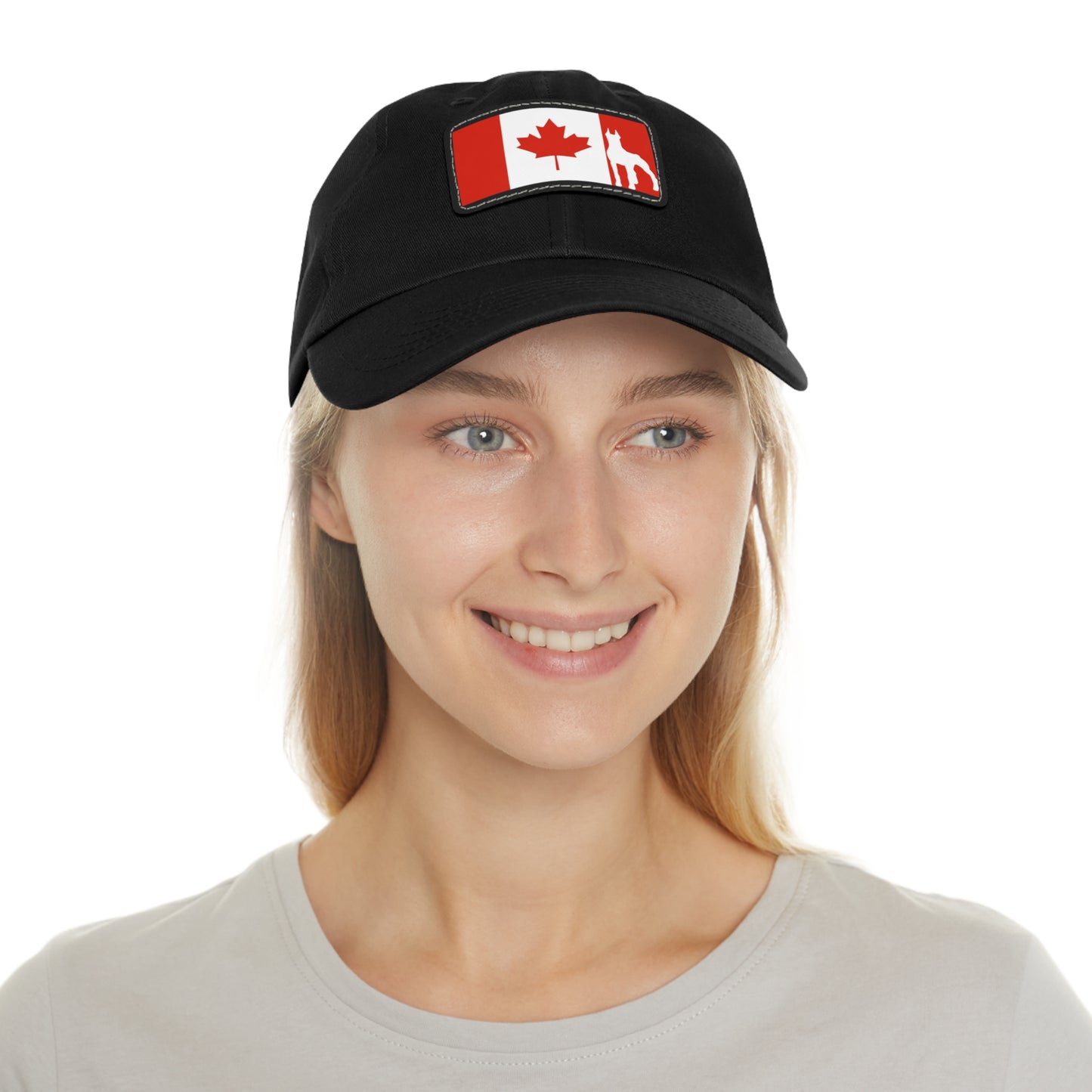 Doberman Protect Canada 2 Dad Hat with Leather Patch (Rectangle)