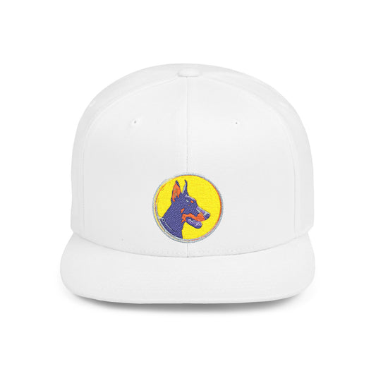 Doberman 3 Embroidered Flat Bill Snapback