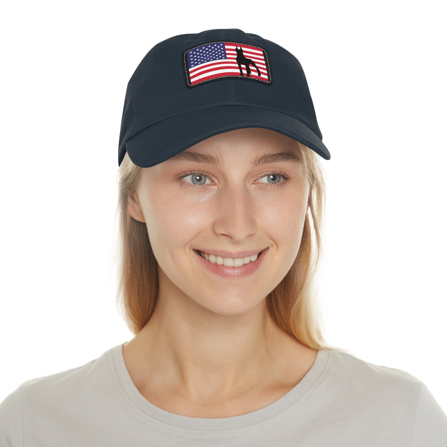 Doberman Protect USA 2 Dad Hat with Leather Patch (Rectangle)