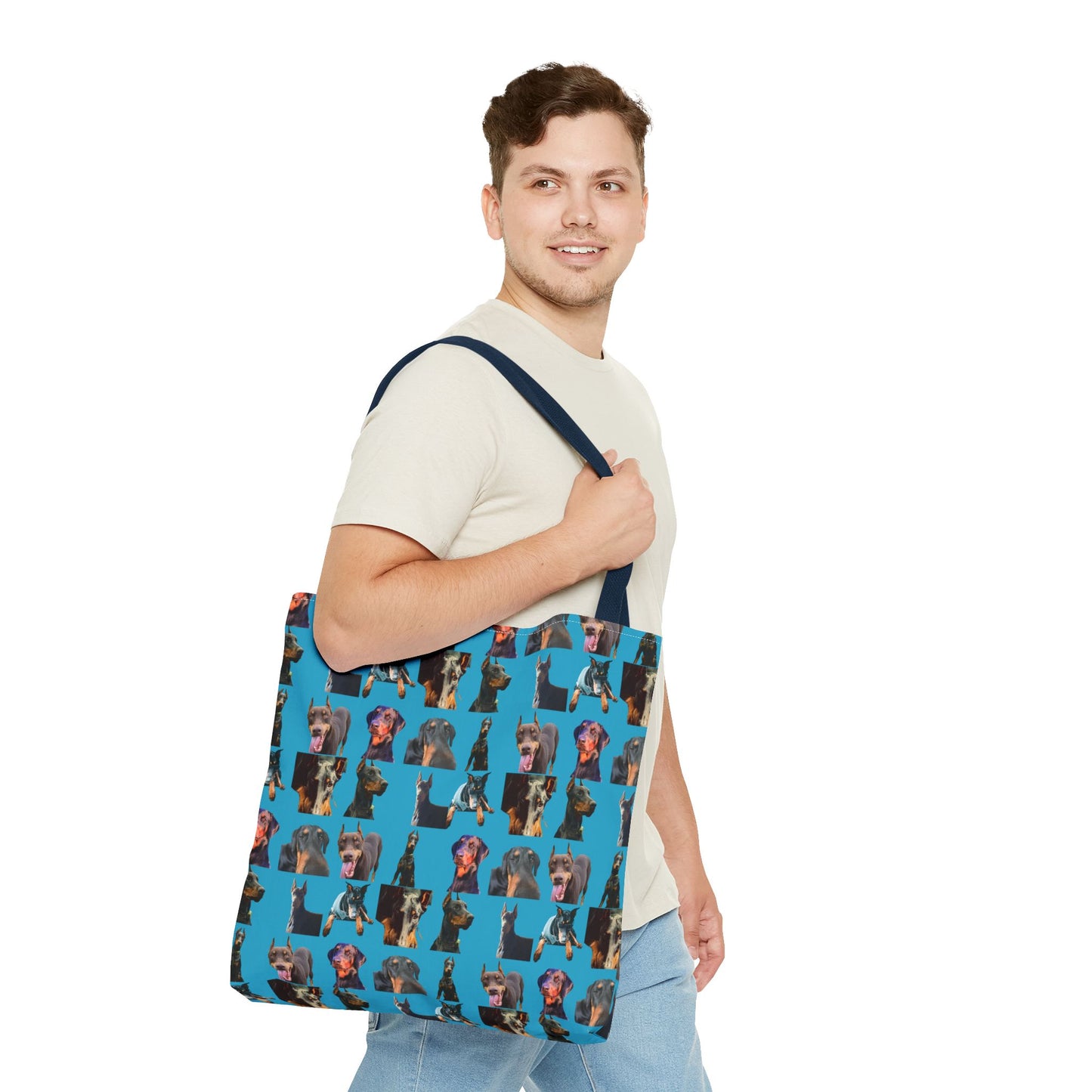 Edition 3 Doberman Model Pattern Turquoise Tote Bag