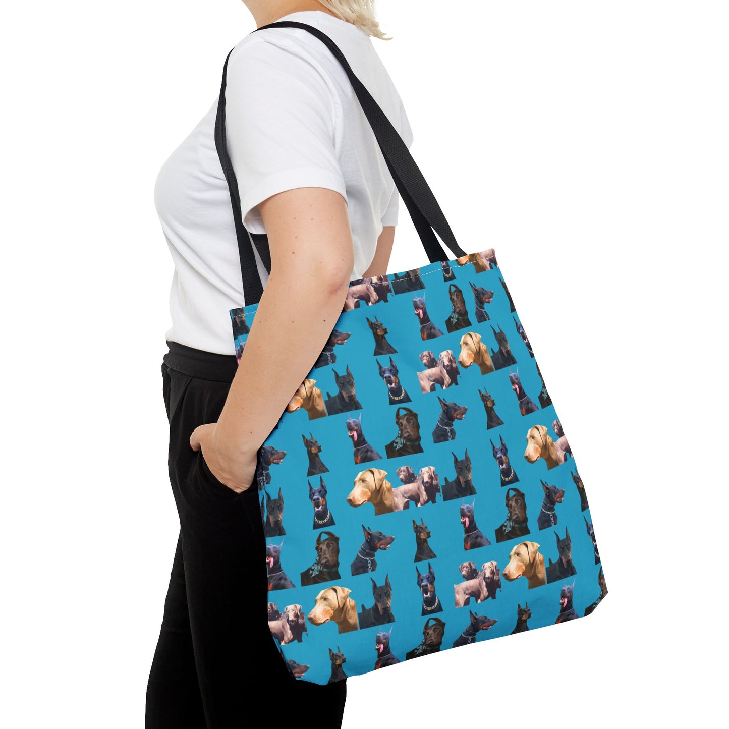 Edition 8 Doberman Model Pattern Turquoise Tote Bag
